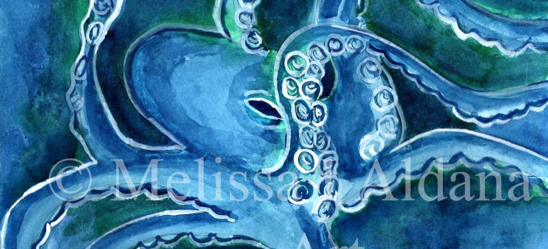 Octopus Blue watercolor