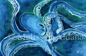 Octopus Blue watercolor
